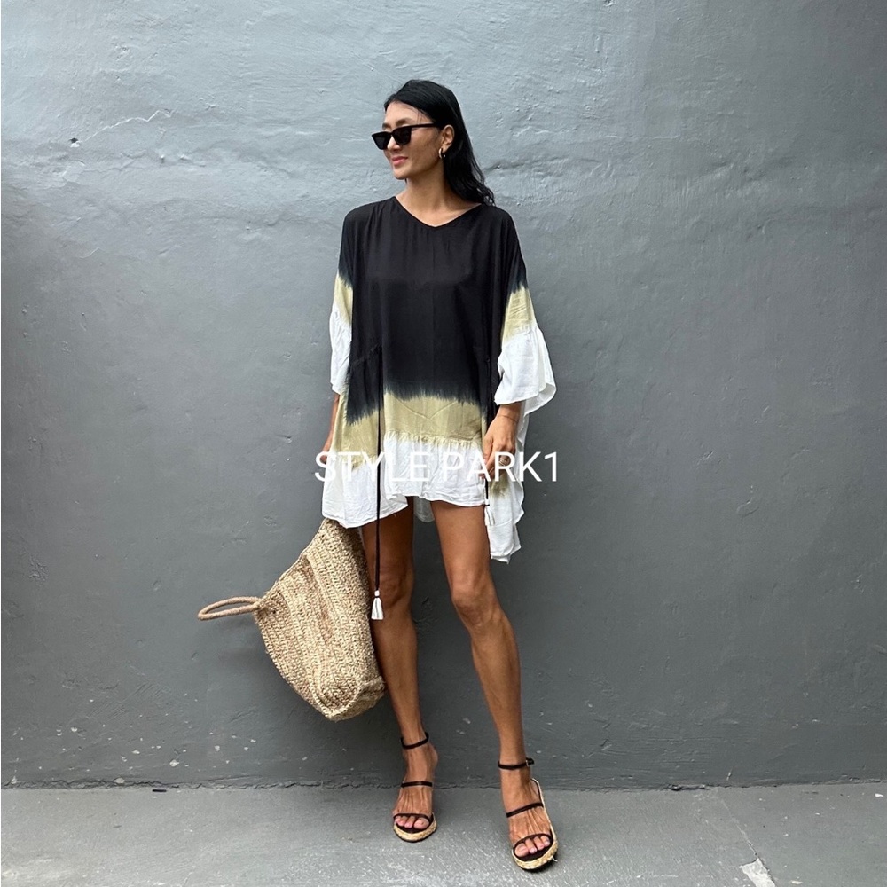 Black and Yellow Tie-Dye Cover-Up